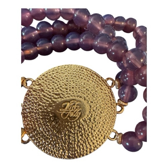 Kirk's Folly Purple Moon Face Beaded Bracelet | Gold Tone Rhinestone Celestial - Picture 2 of 4